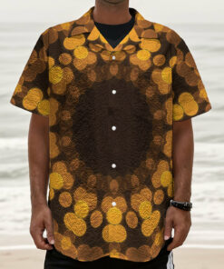 Yellow Spot Kaleidoscope Print Textured Short Sleeve Shirt