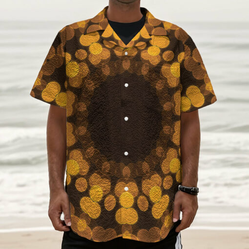 Yellow Spot Kaleidoscope Print Textured Short Sleeve Shirt