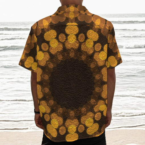 Yellow Spot Kaleidoscope Print Textured Short Sleeve Shirt