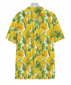 Yellow Spring Tulip Pattern Print Hawaiian Shirt