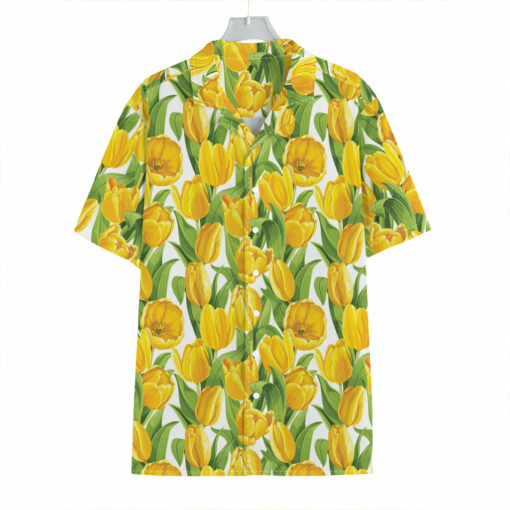 Yellow Spring Tulip Pattern Print Hawaiian Shirt