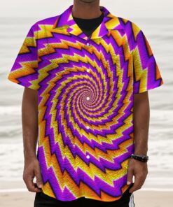 Yellow Twisted Moving Optical Illusion Textured Short Sleeve Shirt