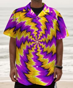 Yellow Vortex Moving Optical Illusion Textured Short Sleeve Shirt