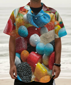 Yummy Gummy Print Textured Short Sleeve Shirt