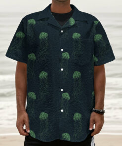 Zentangle Jellyfish Pattern Print Textured Short Sleeve Shirt