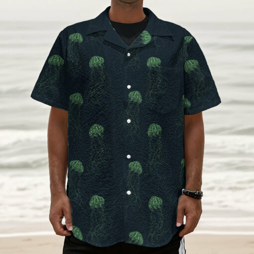 Zentangle Jellyfish Pattern Print Textured Short Sleeve Shirt