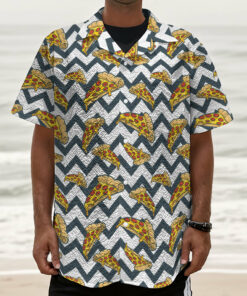 Zigzag Pizza Pattern Print Textured Short Sleeve Shirt