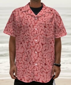 Zombie Brain Print Textured Short Sleeve Shirt