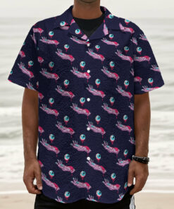 Zombie Eyeball Pattern Print Textured Short Sleeve Shirt