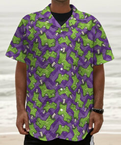 Zombie Foot Pattern Print Textured Short Sleeve Shirt